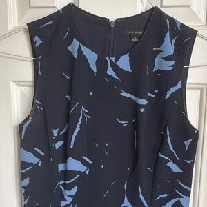 Ann Taylor Navy and Light Blue Midi Dress